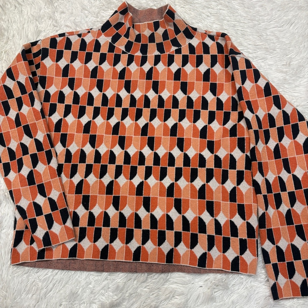 Anthropologie Maeve Carys Mock Neck Sweater Orange - Picture 2 of 4